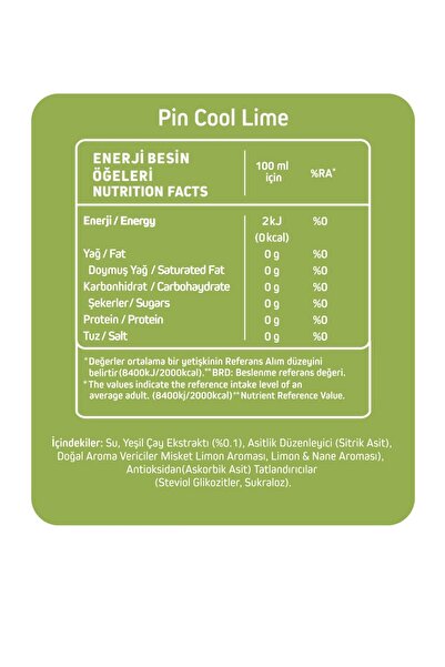 Pin Cool Lime - Şekersiz & Kalorisiz 250 ml X 12 Adet 304893 Ice Tea