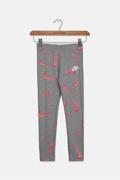 Nike Kids Girl Tight Fit Printed Training Leggings, Grey Combo