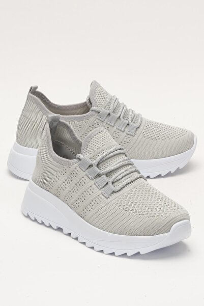 Liger Жіночі ортопедичні трикотажні щоденні спортивні кросівки СІРІ