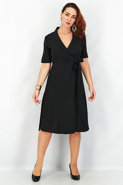 French Connection Women Short Sleeve Solid Wrap Dress, Black