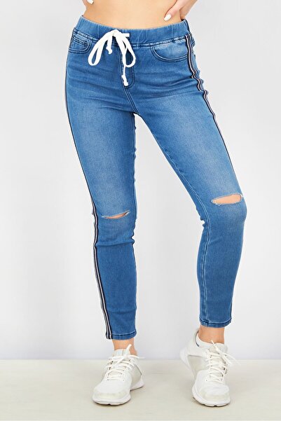 Guess Women Skinny Fit Drawstring Wash Jeans, Blue