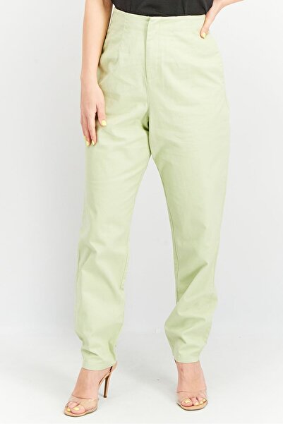 Asos Design Women Slim Fit Plain High Rise No Stretch Trouser Pants, Apple Green