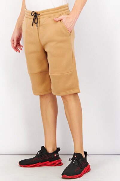 Southpole Men Heather Drawstring Fleece Shorts, Sand