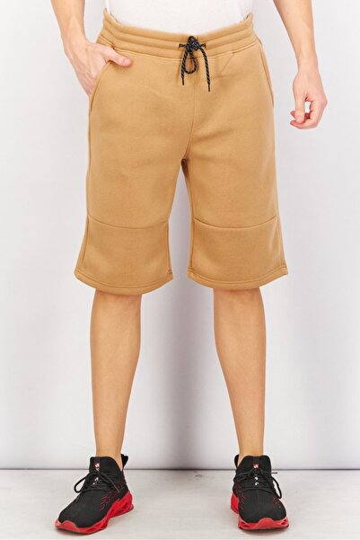 Southpole Men Heather Drawstring Fleece Shorts, Sand