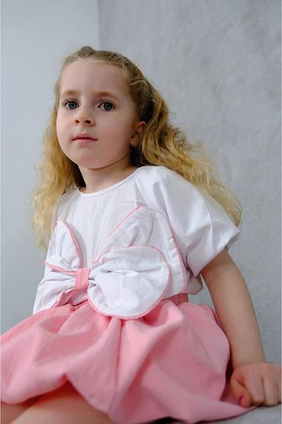 ARBİ kids Girl Bow Poplin Blouse Balloon Skirt Stylish Set
