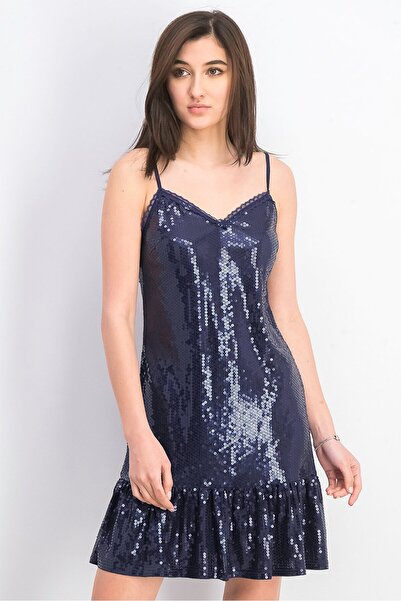 Michael Kors Women Sequined Slip Dress, True Navy
