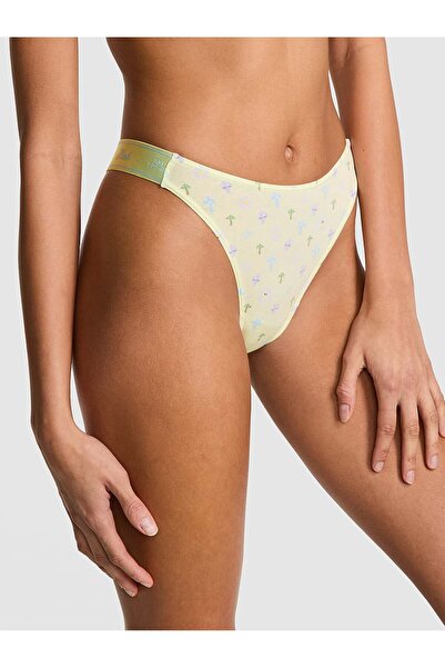 PINK Logolu Pamuklu Derin Bacak Kesim Tanga