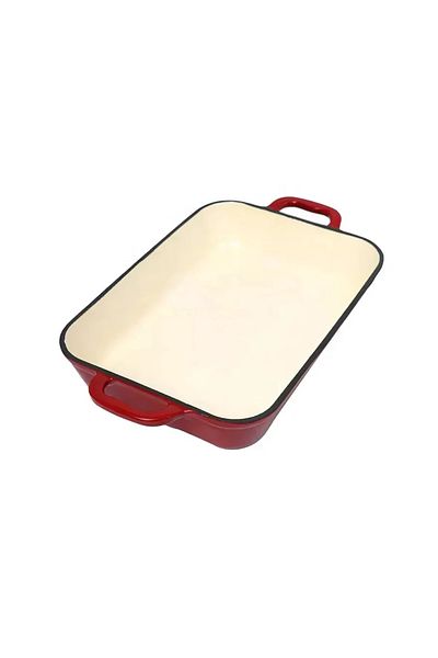 Perfect Home Enameled cast iron tray 33.5×22×7 cm, red