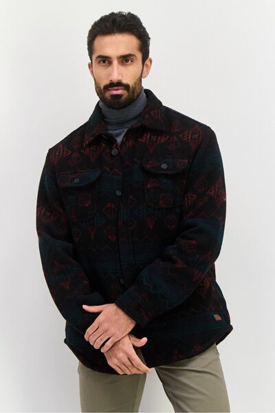 Jachs New York Men Textured Jacket Shirt, Multicolor