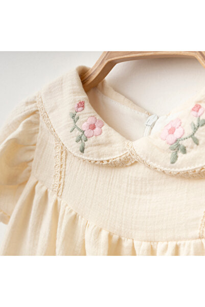 My Lusa Baby Floral Embroidered Muslin Baby Girl Dress