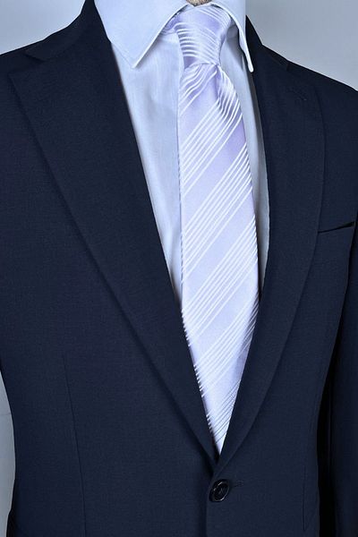 1001 Kravat Gray White Striped Tie