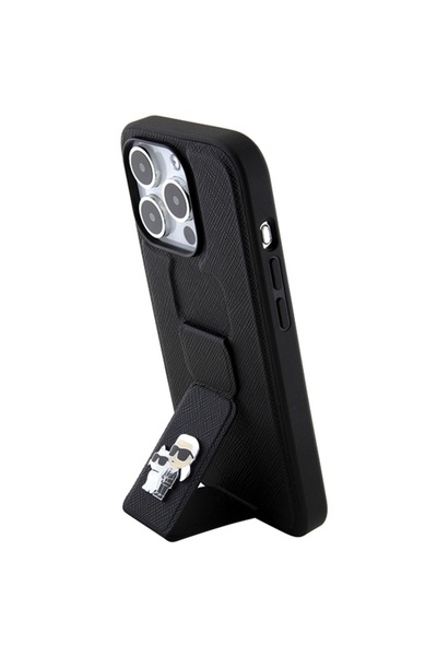 Karl Lagerfeld Θήκη για iPhone 14 Pro, Karl Lagerfeld, Στήριγμα Λαβής Saffiano, Μαύρη