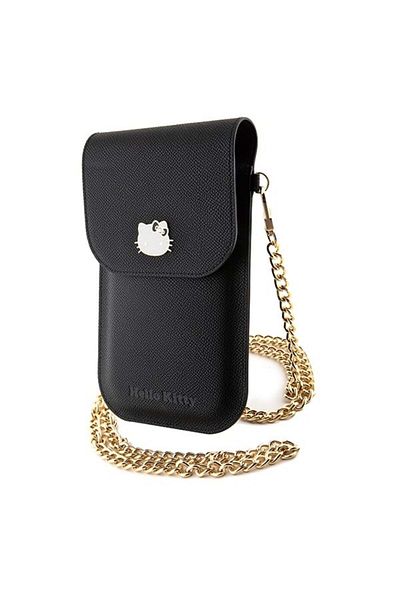 Hello Kitty Bag, Eco-Leather, Metal Logo Chain, Black
