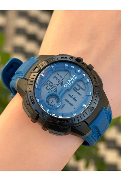 Jaga Digital 2 Years Warranty Alarm+Stopwatch+Light and Calendar 5 Atm Young Sports Men's Wristwatch Jg017