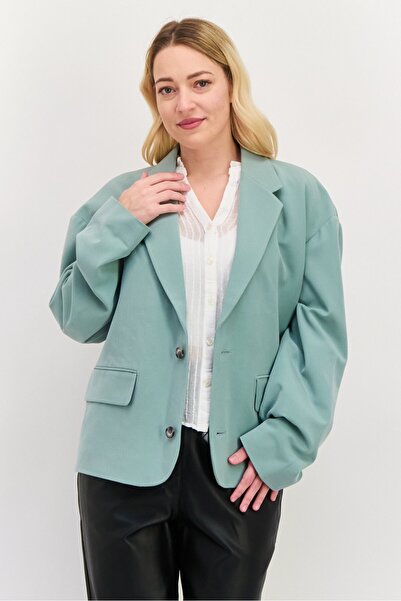 Asos Design بليزر نسائي سادة بأكمام طويلة قصة فضفاضة ، أخضر