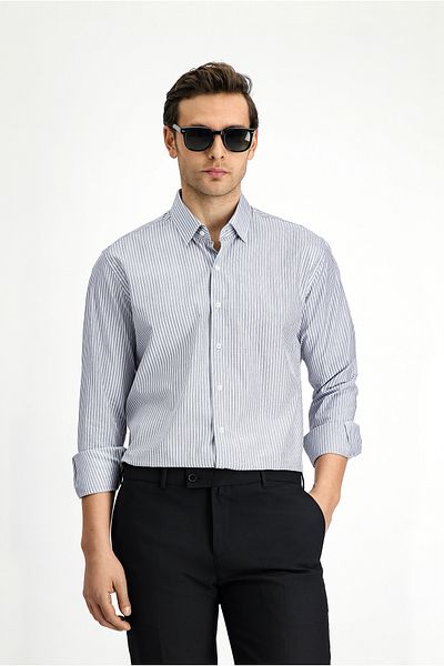 Kiğılı Long Sleeve Classic Striped Cotton Shirt