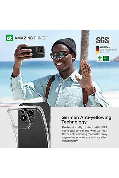 Amazingthing Antimicrobial Case for iPhone 13 6.1 Inch Pro Transparent
