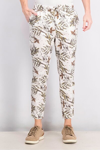 SSEINSE Men Regular Fit Alloverprint Skinny Pants, White Combo