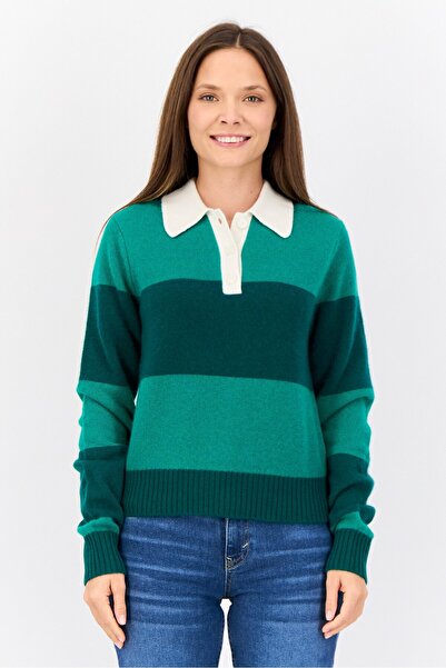 Esprit Women Spread Collar Yarn Died Sweater, Multi-color