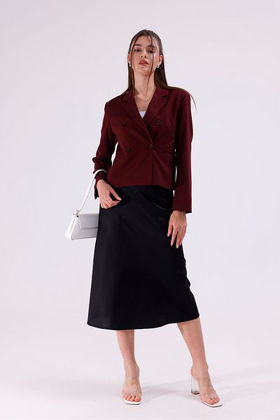 LA PANTE Burgundy Buttoned Short Jacket