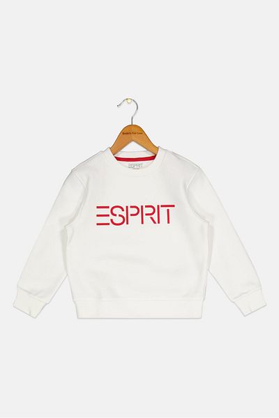 Esprit Kids Boy Crew Neck Graphic Print Long Sleeve Sweatshirt, White