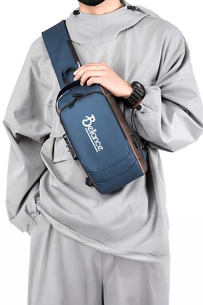 Bellance Blg-50Bl Waterproof Password Lock USB Shoulder Chest Bag