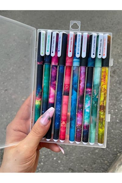 BALCI HEDİYELİK Boxed Galaxy Set of 10 Colorful Ballpoint Gel Pens