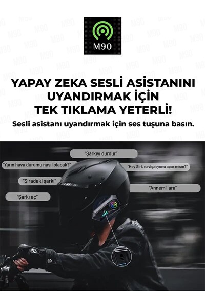 M90 Y10s 5.3 Motosiklet Kask Kulaklık Intercom Işıklı Motorsiklet Interkom Güçlendirilmiş Bataryalı