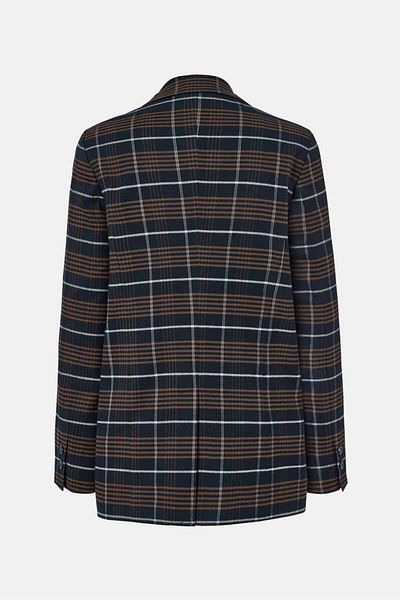 Tchibo Women Regular Fit Plaid Casual Blazer, Brown
