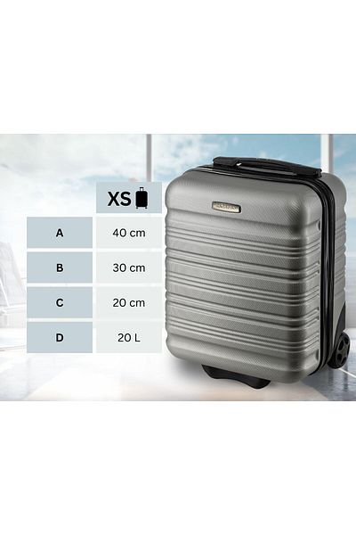 zagatto ® Troler de cabină Zg508 Abs Xs, 20l, 40x30x20 cm, gri argintiu, compatibil cu Wizz Air