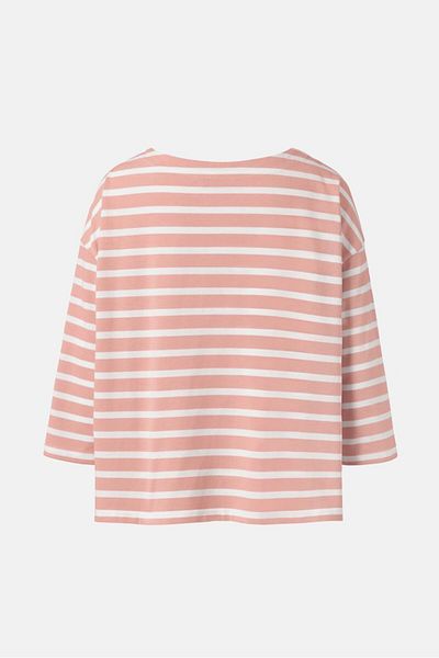Tchibo Women Boat Neck Long Sleeve Stripe Top, Blush