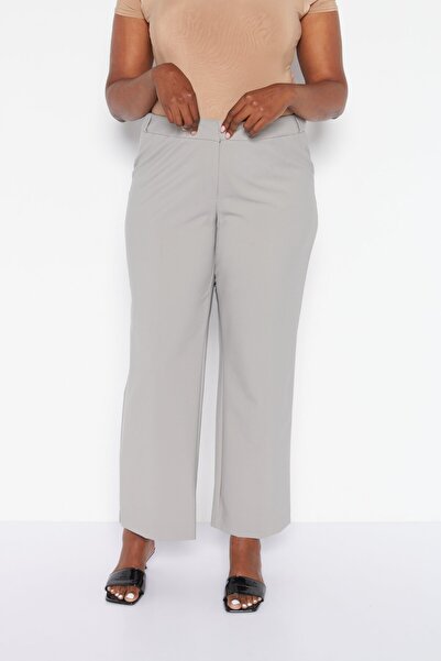 Calvin Klein Women Plus Size Plain Straight Leg Pants, Grey