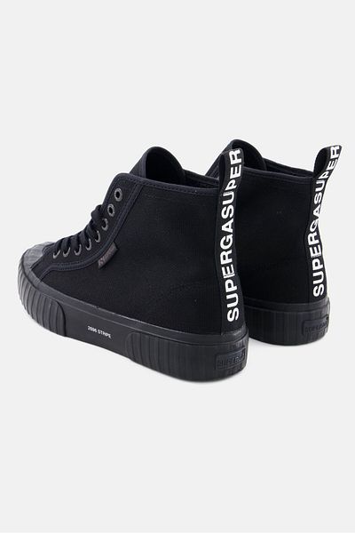 Superga حذاء كاجوال نسائي برباط وقصة عالية، أسود