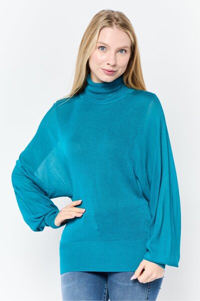 Phase Eight Women Turtle Neck Long Sleeve Knitted Top, Teal