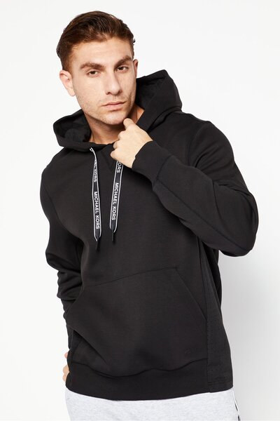 Michael Kors Men Hooded Plain Long Sleeves Sweatshirt, Black