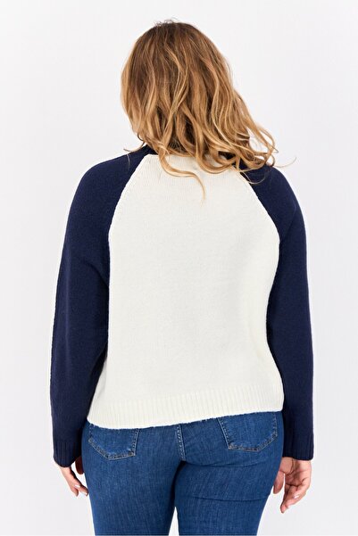 No Comment Women Crew Neck Two-Tone Conversational Slogan Sweater, Ivory