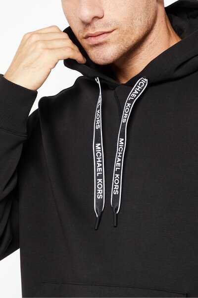 Michael Kors Men Hooded Plain Long Sleeves Sweatshirt, Black