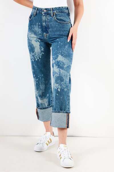 Diesel Women Straight Regular Waist Washed Non Stretchable Denim Jeans, Navy