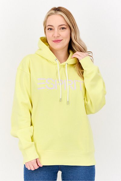 Esprit Women Long Sleeves Brand Logo Hooded Sweatshirt, Yellow