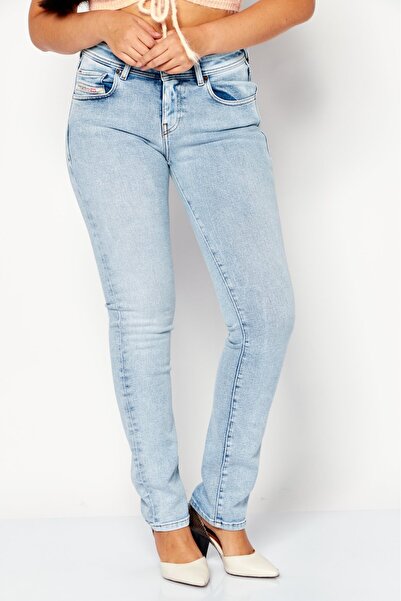 Diesel Women 2002 Slim Fit Washed Denim Pants, Light Blue