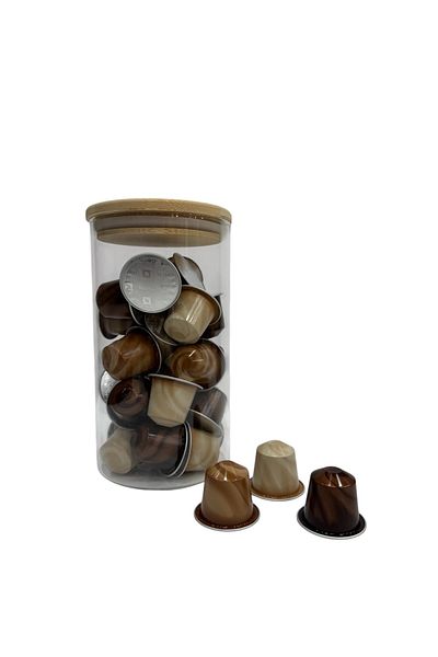 Nespresso Barista Capsule Coffee (Chiaro - Scuro - Corto) 30 Pcs + Glass Storage Box Gift