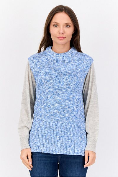 Esprit Women Crew Neck Crochet Sweater Vest, Multicolor