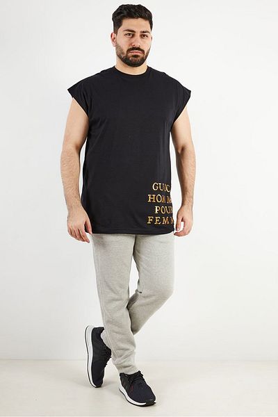 Gucci Men Crew Neck Cap Sleeves Sequin Pattern T-shirt, Black