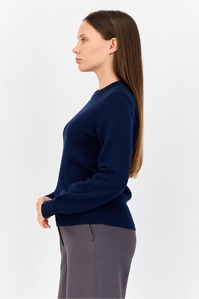 Esprit Women Ribbed Collar Textured Sweater, Navy