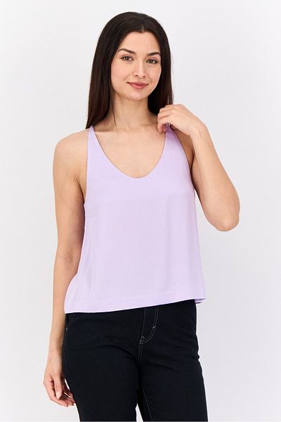 Karl Lagerfeld Women Scoop Neck Sleeveless Brand Logo Tank Top, Lavender