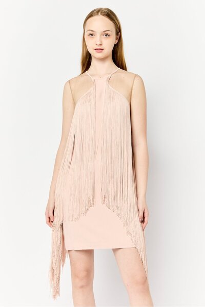 Stella McCartney Women Fringe Mini Dress, Peach