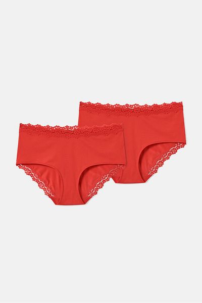 Tchibo Women 2 Pcs Plain Panty Brief, Red