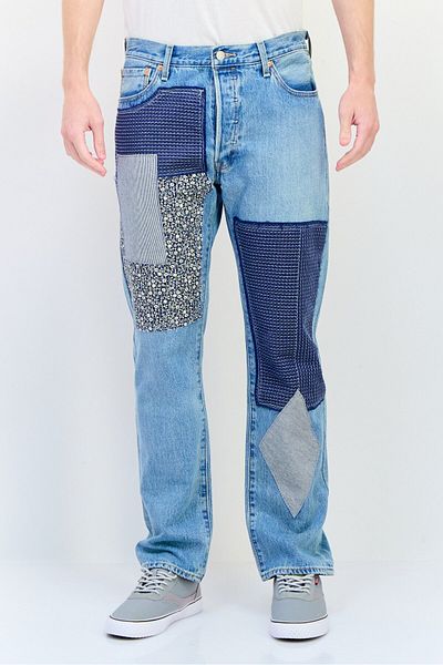 Levi's Men Regular Fit Embroidered Denim Jeans, Blue Wash