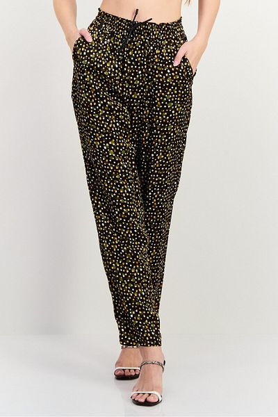 Scotch & Soda Women Regular Fit 32 Length Allover Print Tapered Pants, Dark Brown