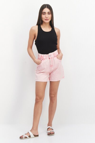 Aqua Women Washed Paperbag Shorts, Pink